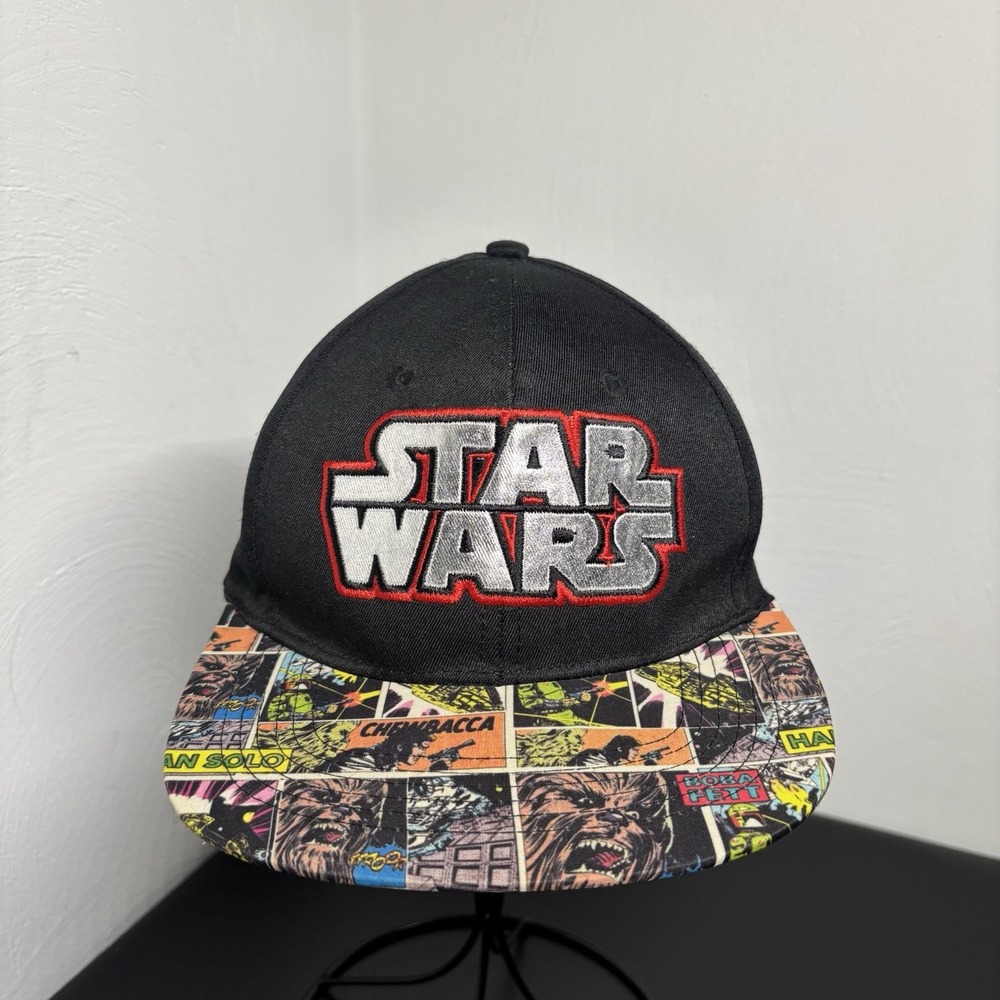 Star Wars Snapback Black Hat Cap Comic Strip‎ Bill Embroidered Logo One Size